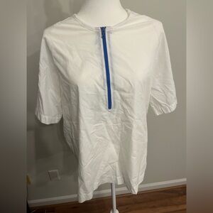 NEW **Yigal Azrouel** Cotton Poplin Zip-Neck Top